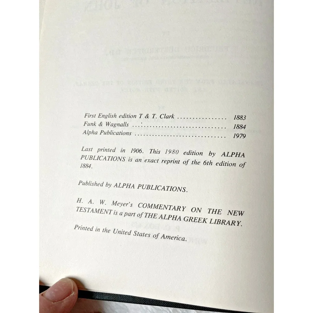 meyers‎ commentary of the new testament revelation VOL XI 1980 Edition